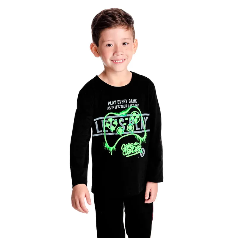 Camiseta Infantil Rovitex Game Changer Manga Longa Preto - 10