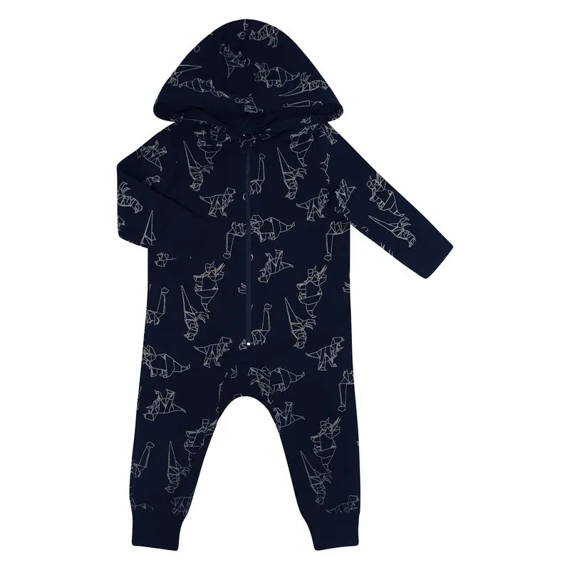 Macacão Infantil Com Capuz Dino Rovitex Baby Azul P