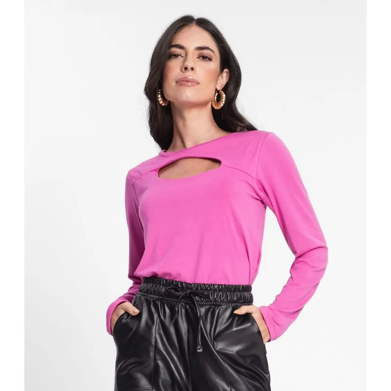 Blusa Manga Longa Feminina Rovitex Rosa G