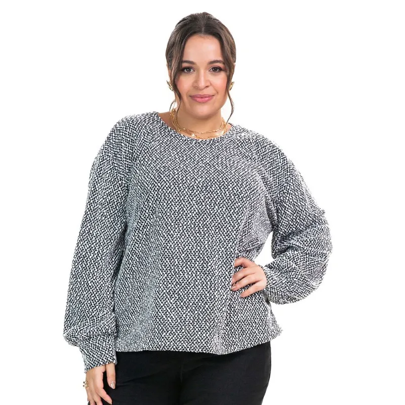 Blusao Tricot Pop Secret Glam Preto Plus G4