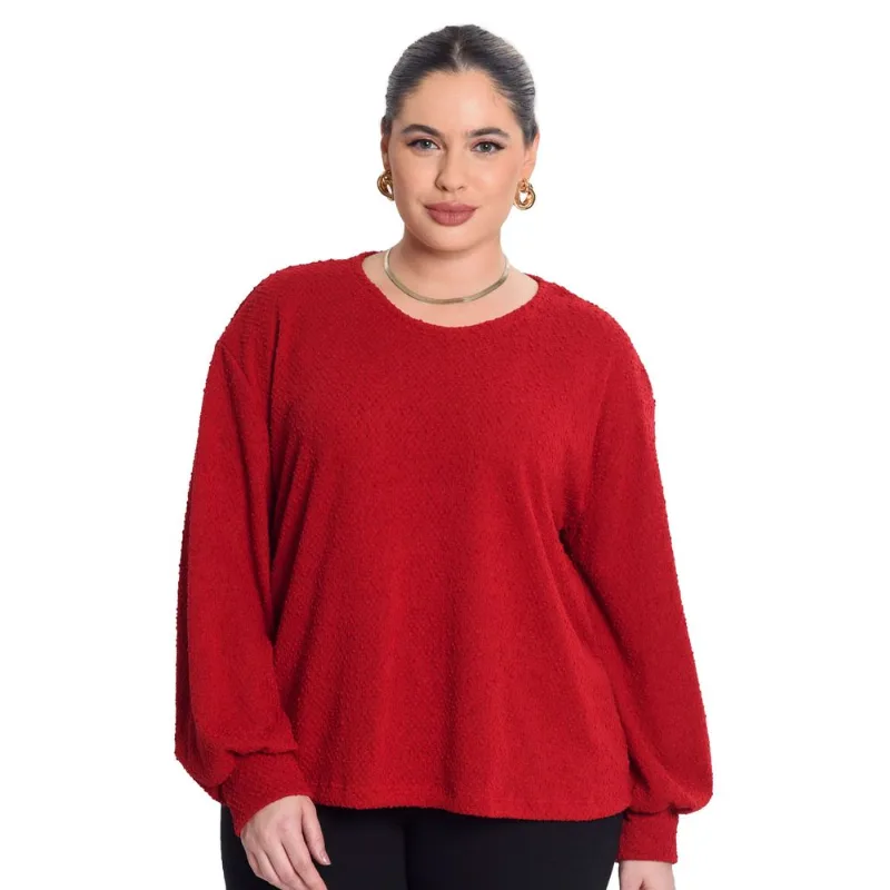Blusao Tricot Pop Secret Glam Vermelho Plus G3