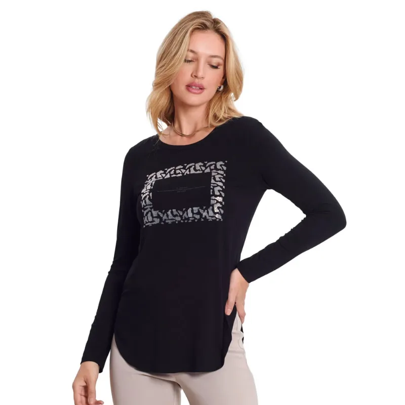 Blusa Feminina Rovitex Endless Alongada com Estampa Preto - G