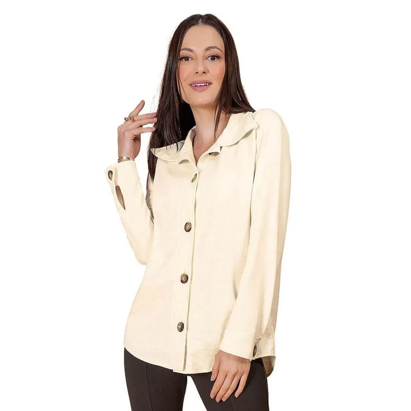 Casaco Feminino Botão Linho Casual