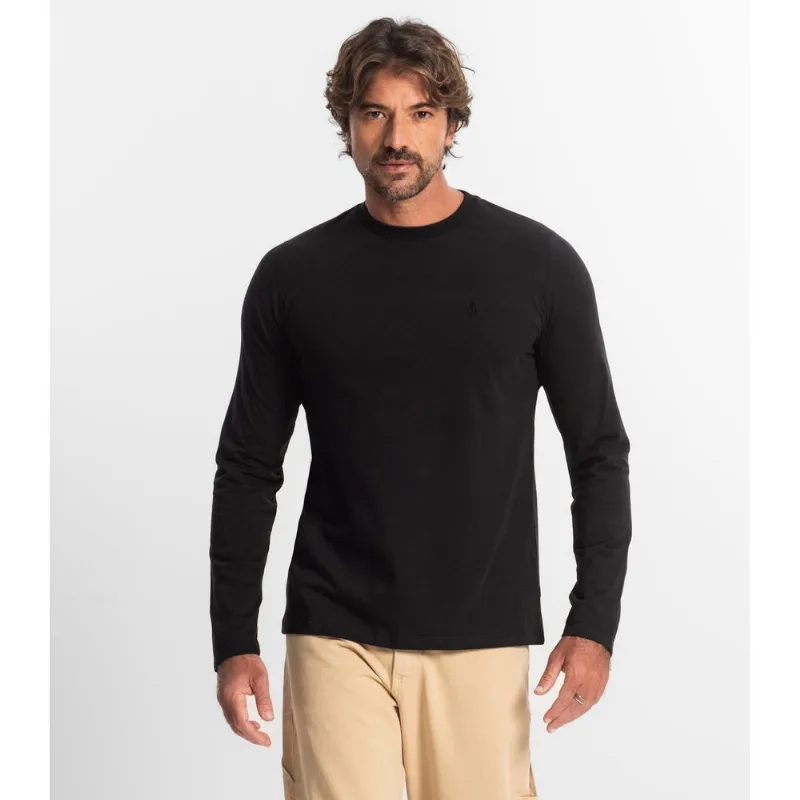 Camiseta Manga Longa Meia Malha Diametro Preto P