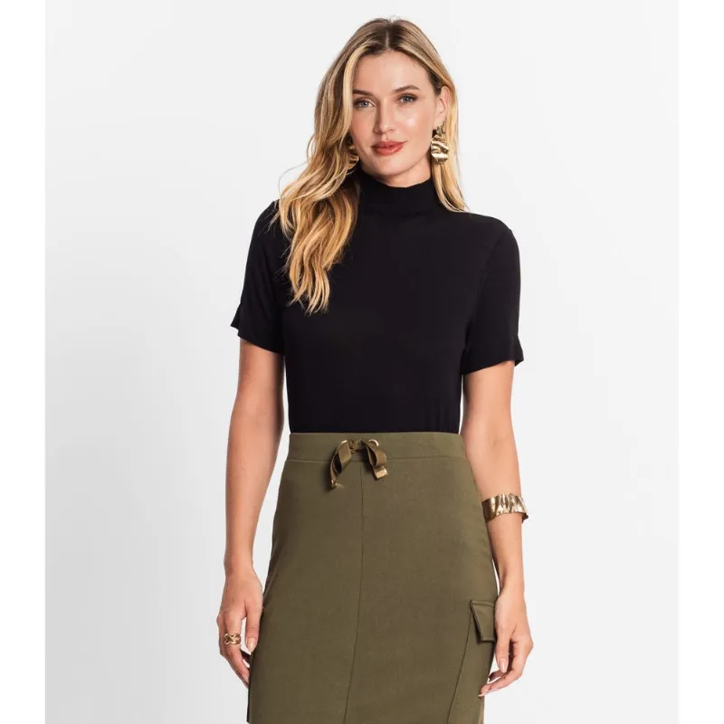 Blusa Feminina Gola Alta ViscoTrico Básica Endless Preto GG