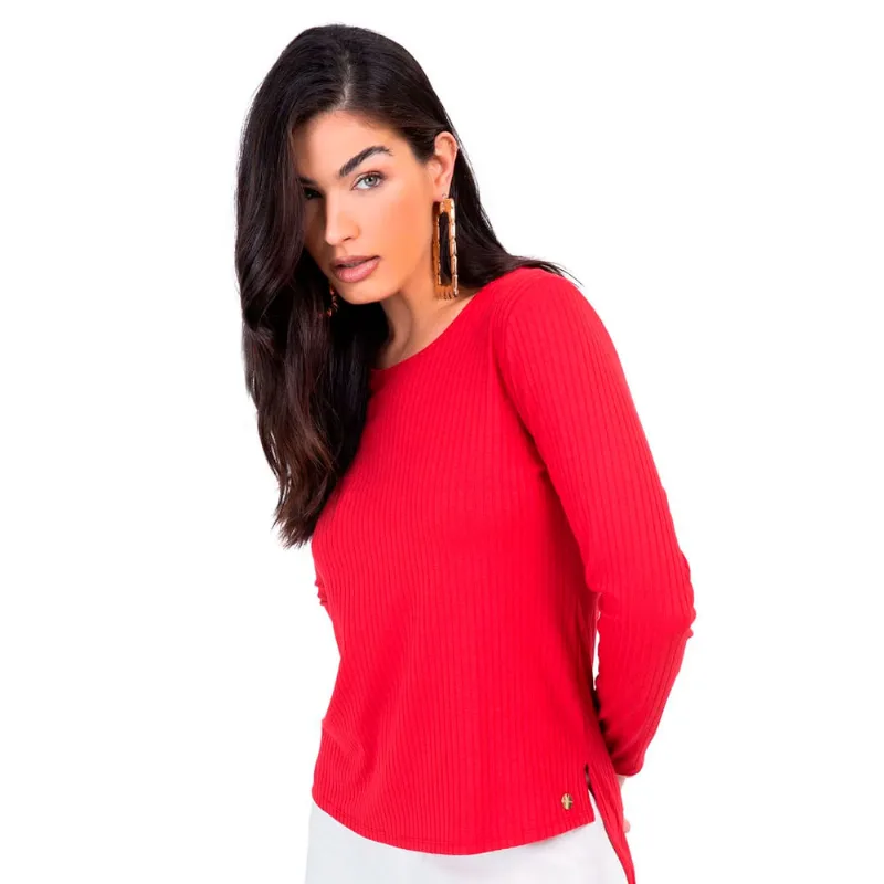 Blusa Feminina Rovitex Endless Canelada Mullet Vermelha - G