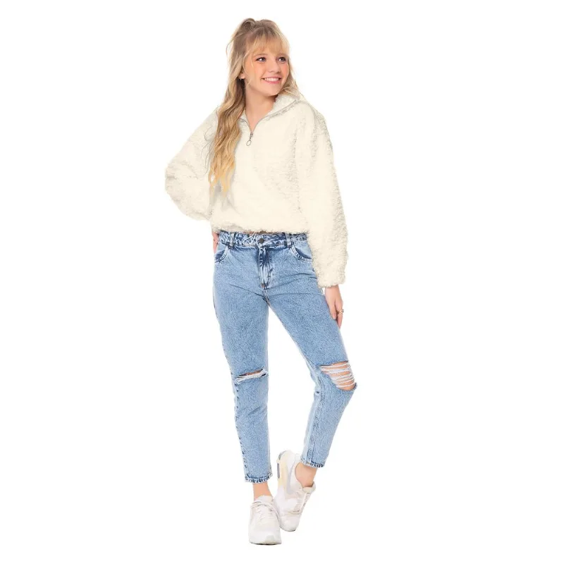 Blusão Feminino Teddy Rovitex Teen Bege 18