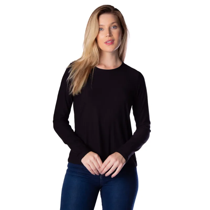 Blusa Feminina Rovitex de Manga Longa com Renda Preto - M