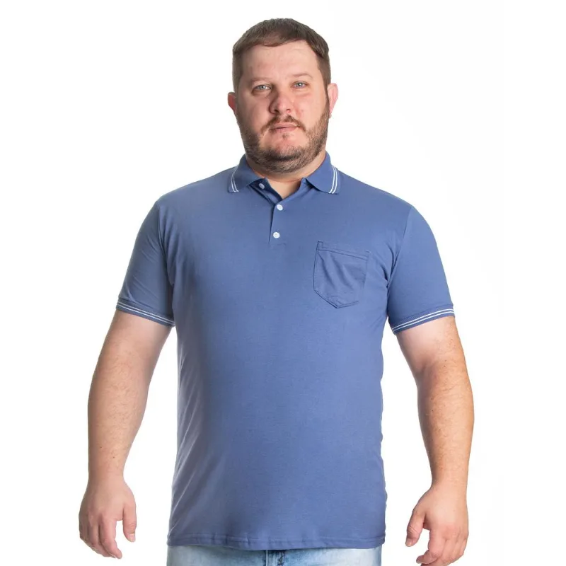 Camisa Polo Plus Size MMT Azul G1