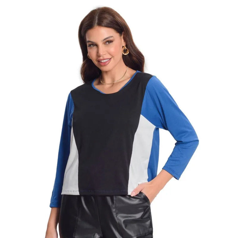 Blusa Manga 7/8 Rovitex Azul G