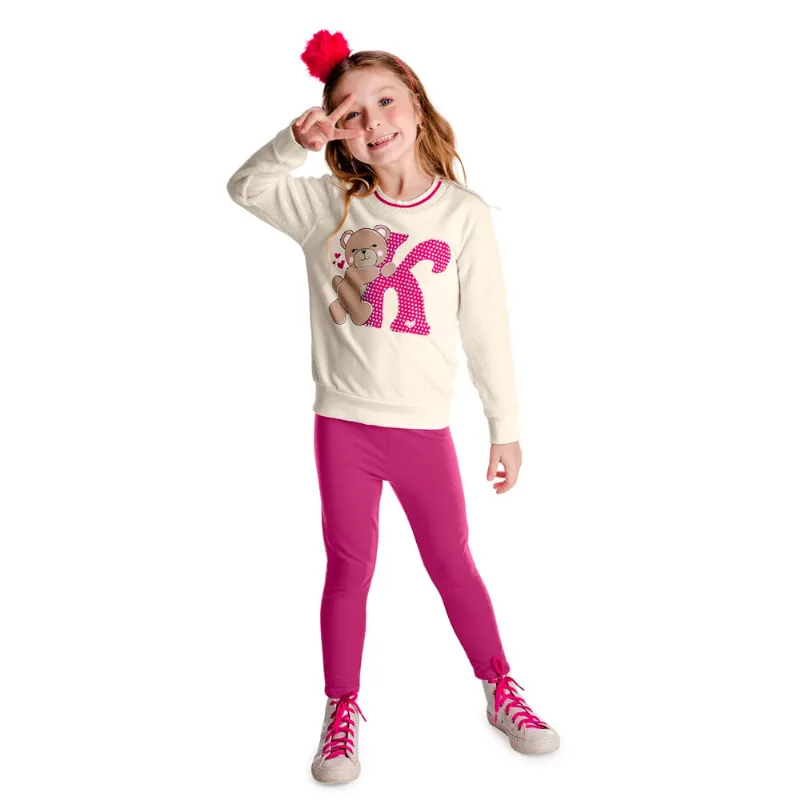 Conjunto Infantil Rovitex Moletom Ursinho Off White - 6