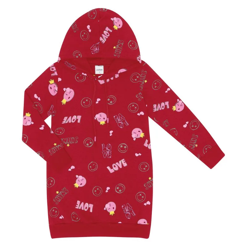 Vestido Infantil Com Capuz Smile Rovitex Kids Vermelho 10