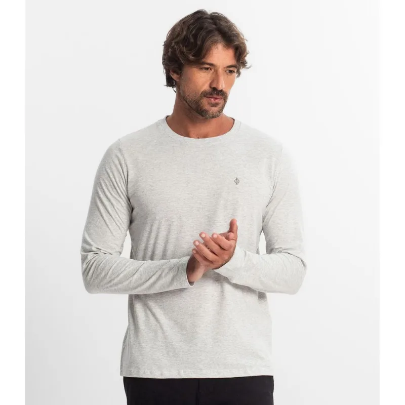 Camiseta Manga Longa Meia Malha Diametro Cinza Plus G2