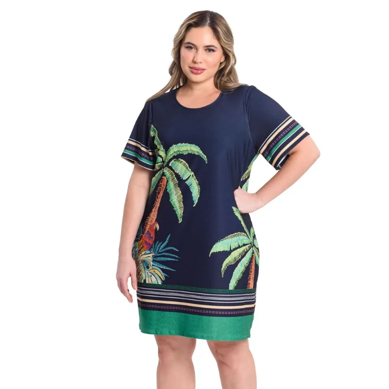 Vestido Feminino Plus Size Secret Glam Azul G1