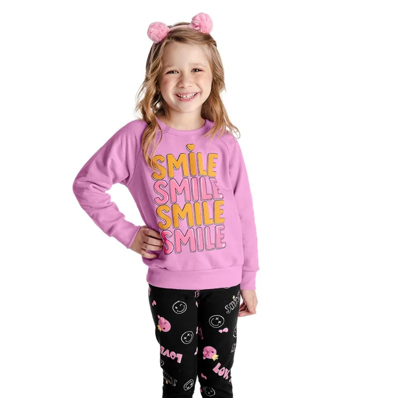 Conjunto Infantil Feminino Smile Rovitex Kids Rosa 1