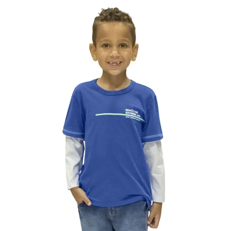 Camiseta Masculina Manga Longa Rovitex Kids Azul 10