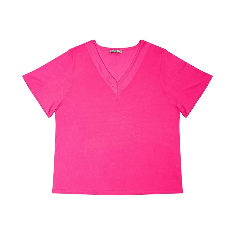 Blusa Feminina Plus Size Básica Secret Glam Rosa Plus G2