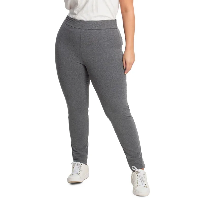 Legging Feminina Plus Size Cotton Secret Glam Cinza Plus G4