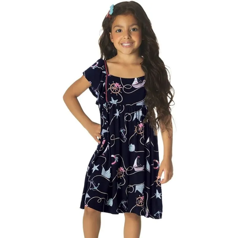 Vestido infantil m/c rovitex oceano viscose + elastano - TAMANHO.04