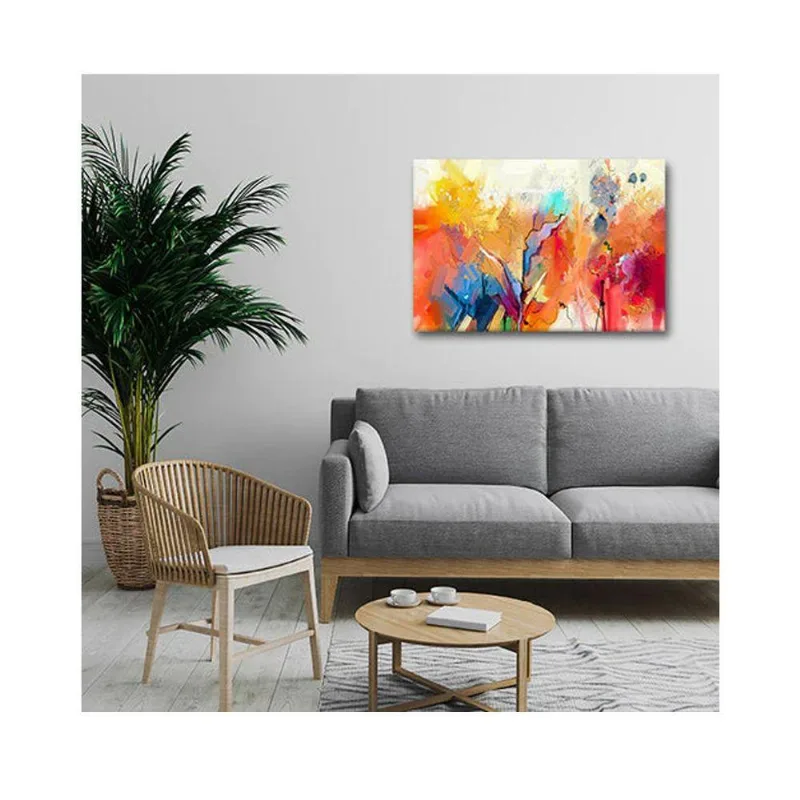 Quadro Decorativo Abstrato Brush Stroke C- Moldura Dourada Tamanho:100 X 70 Cm