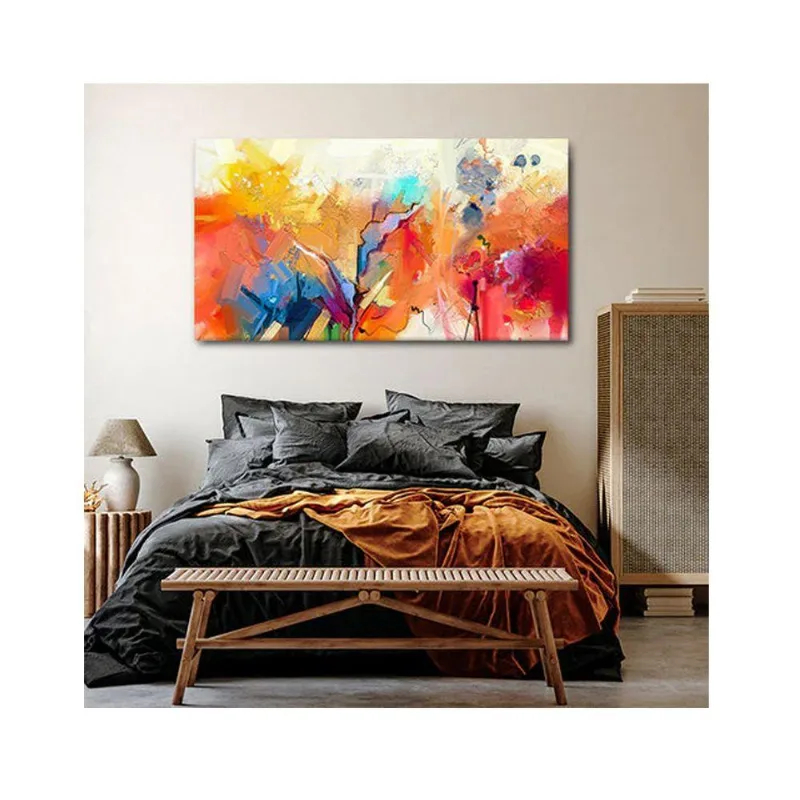 Quadro Decorativo Abstrato Brush Stroke C- Moldura Prata Tamanho:90 X 60 Cm
