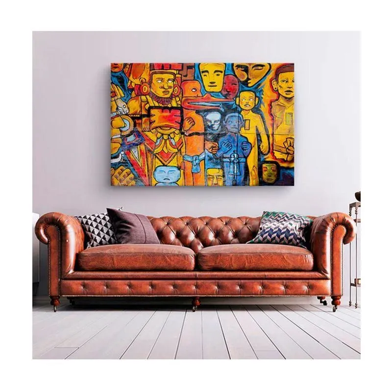 Quadro Abstratos E Geometricos Art Funky c- Moldura Marrom Tamanho:120 X 80 Cm