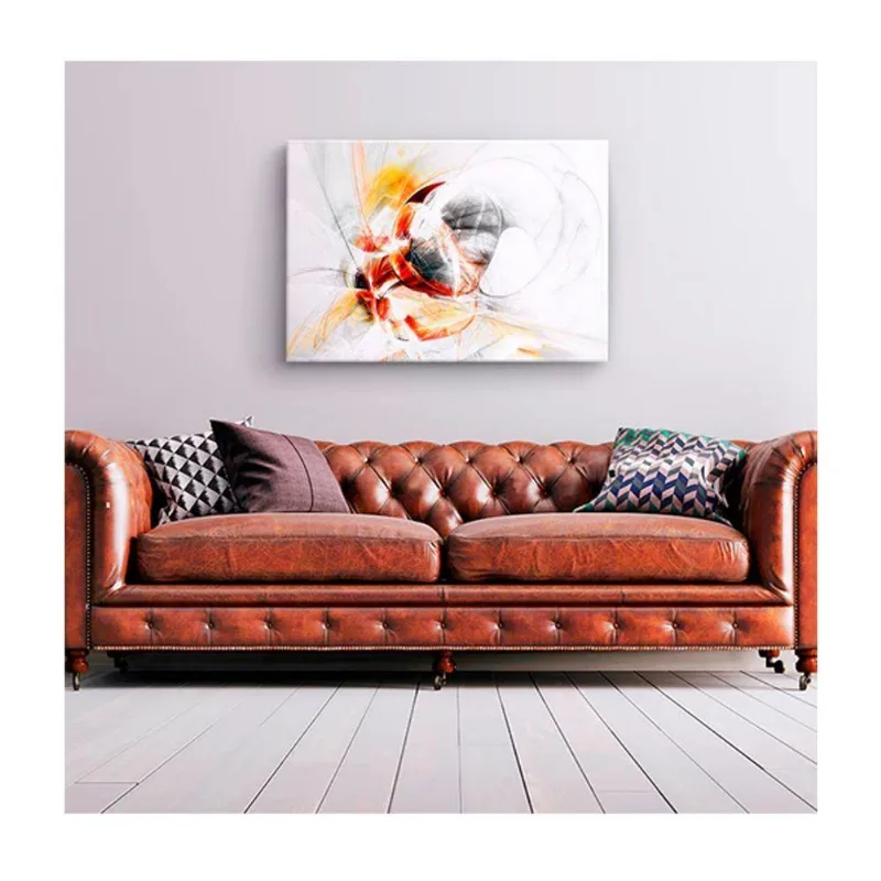 Quadro Decorativo Abstratos E Geometricos Clean Dynamic C- Moldura Marrom Tamanho:100 X 70 Cm