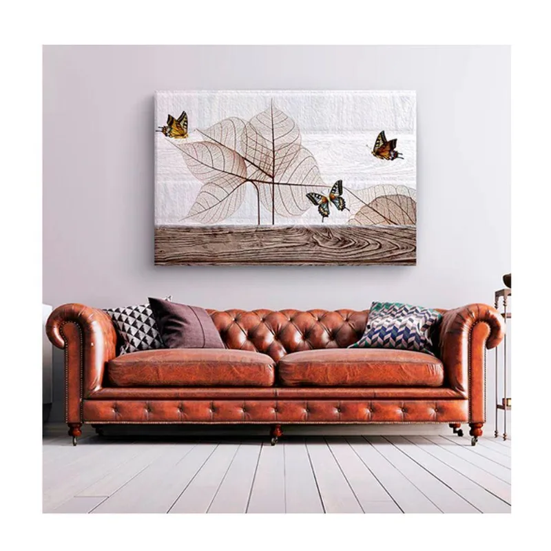 Quadro Decorativo Animais Borboletas Lineares C- Moldura Dourada Tamanho:100 X 70 Cm