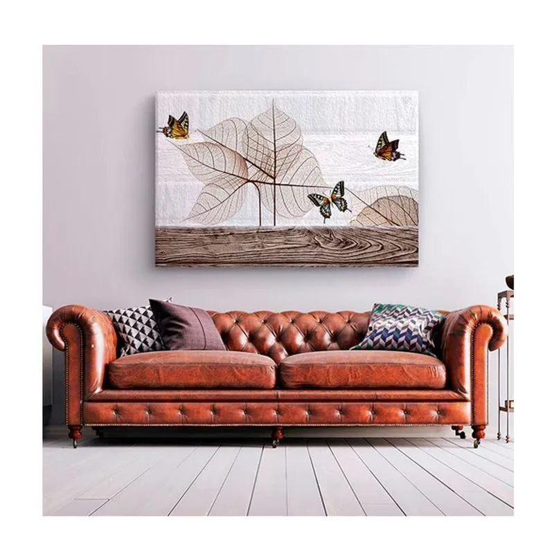 Quadro Animais Borboletas Lineares C- Moldura Prata E Vidro Tamanho:100 X 70 Cm