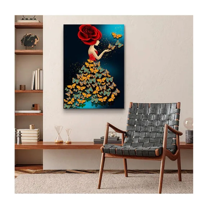 Quadro Arte Conceito Butterfly Mistress C- Moldura Preta Tamanho:120 X 80 Cm