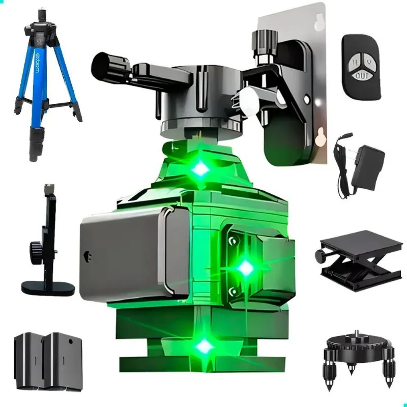 3x Nível A Laser 360º Verde 12 Linhas 3d Com Tripé Profissio