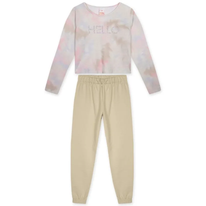 Conjunto Longo Moletom Menina Marisol Bege 14