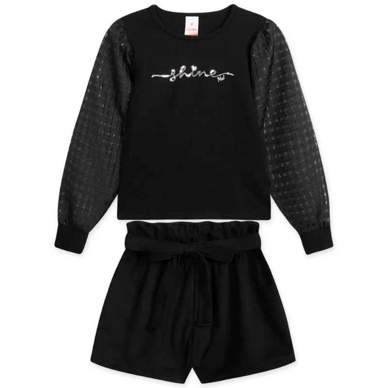 Conjunto Longo Malha Menina Marisol Preto 12