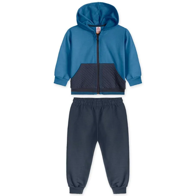 Conjunto Longo Moletom Com Capuz Menino Marisol Azul 4