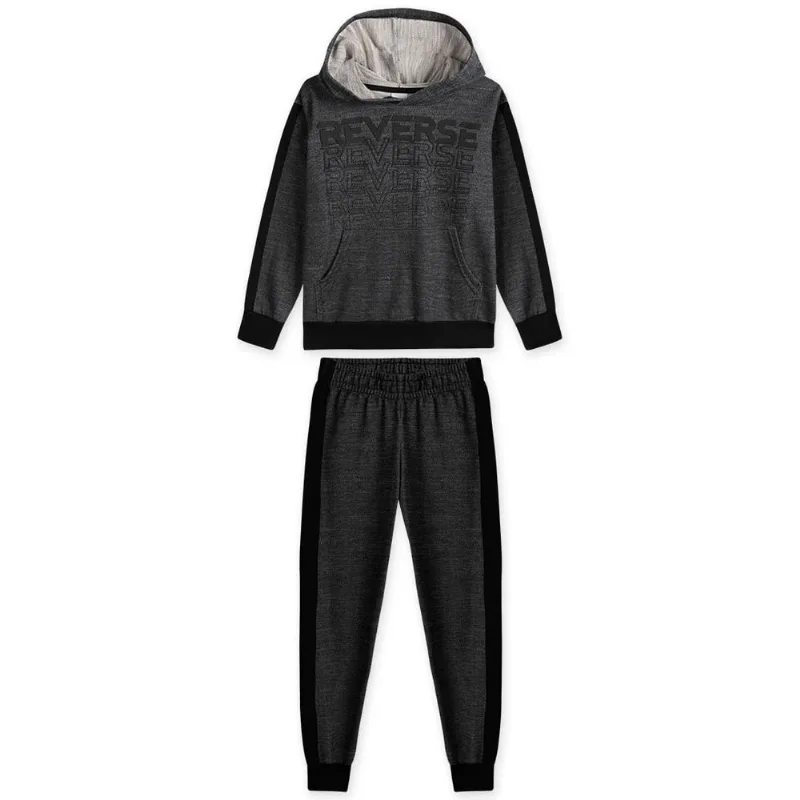 Conjunto Longo Moletom Com Capuz Menino Marisol Preto 8