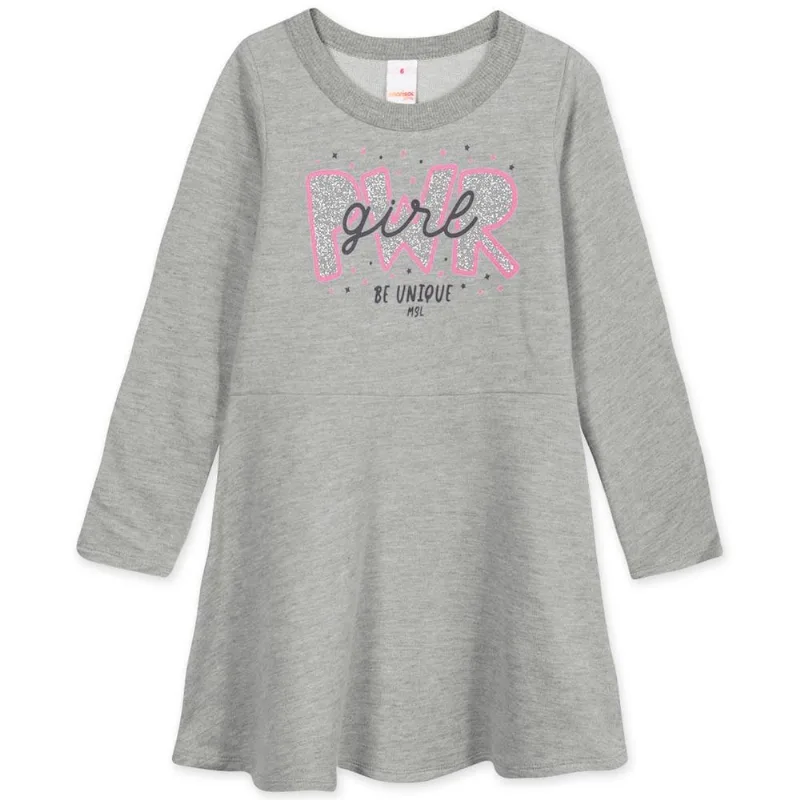 Vestido Moletom Manga Longa Infantil Marisol Play Cinza 8