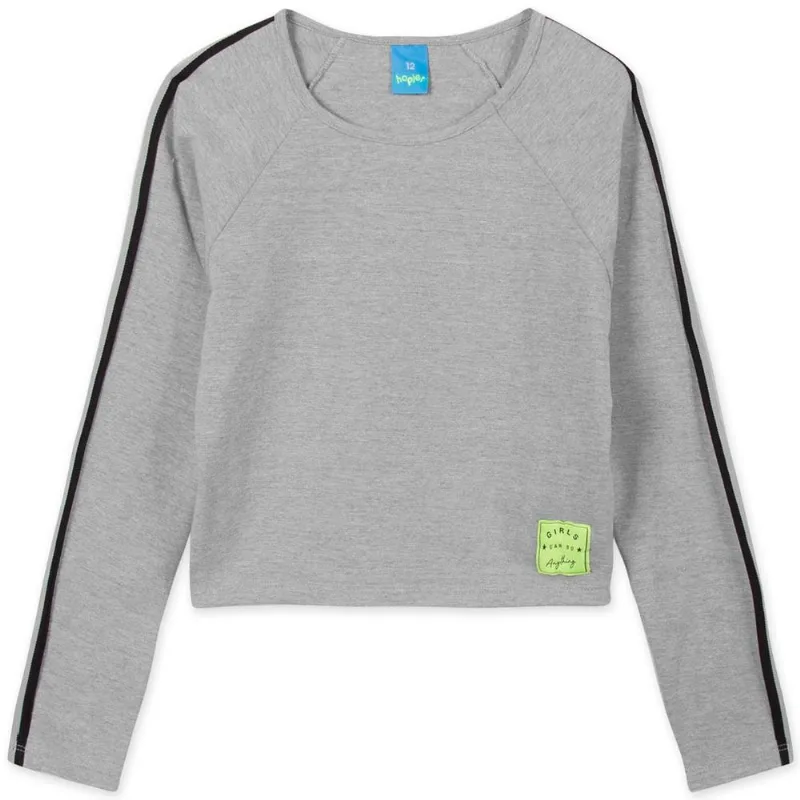 Blusa Manga Longa Malha Menina Hapier Cinza 16