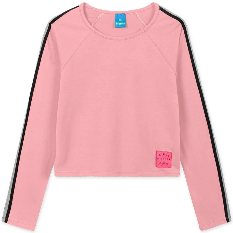 Blusa Manga Longa Malha Menina Hapier Rosa 14