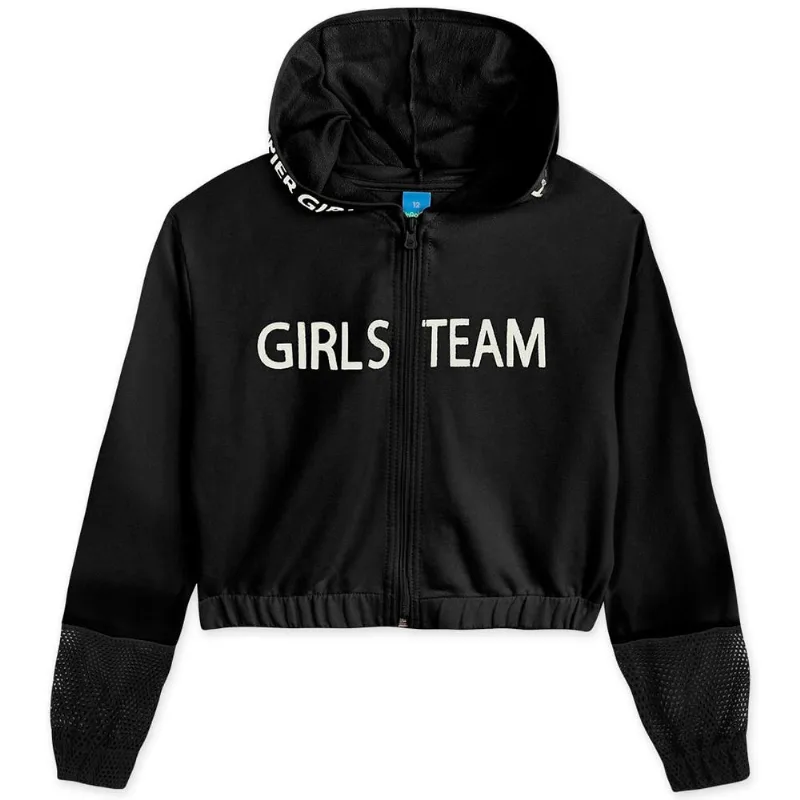 Jaqueta Cropped Com Capuz Moletom Menina Hapier Preto 16