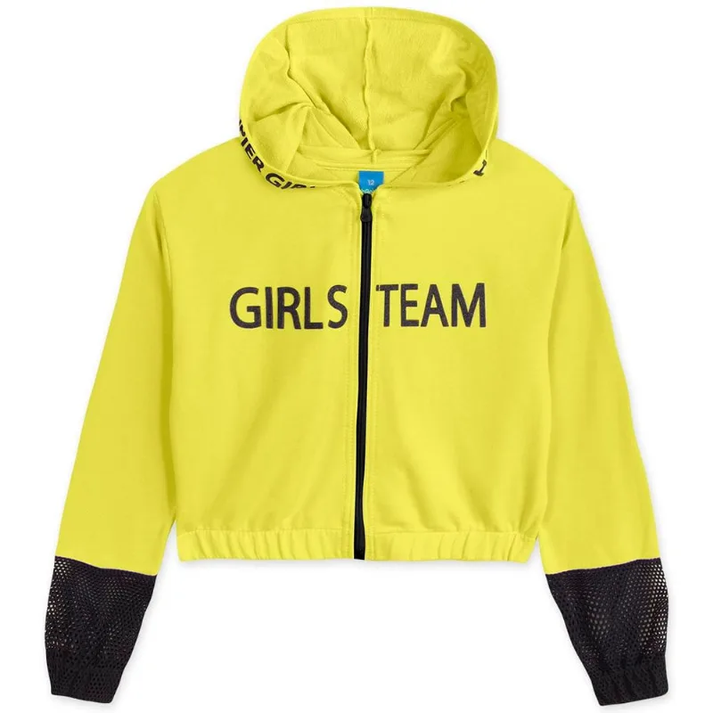 Jaqueta Cropped Com Capuz Moletom Menina Hapier Amarelo 10