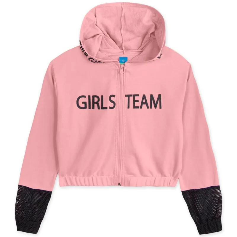 Jaqueta Cropped Com Capuz Moletom Menina Hapier Rosa 10