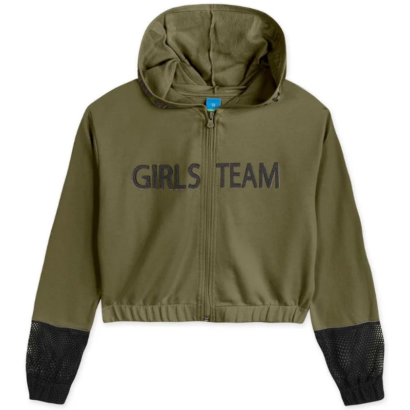 Jaqueta Cropped Com Capuz Moletom Menina Hapier Verde 12