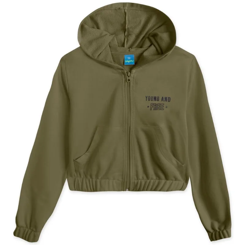 Jaqueta Cropped Moletom Com Capuz Menina Hapier Verde 18