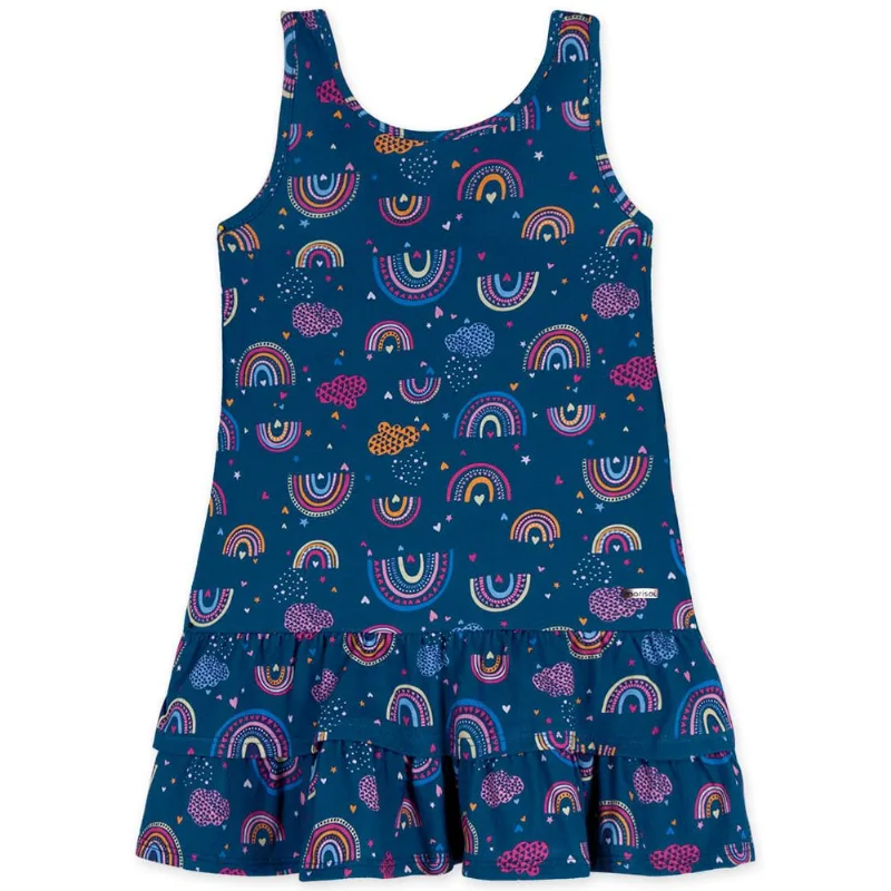 Vestido Regata Arco-Íris Malha Infantil Marisol Azul 3P