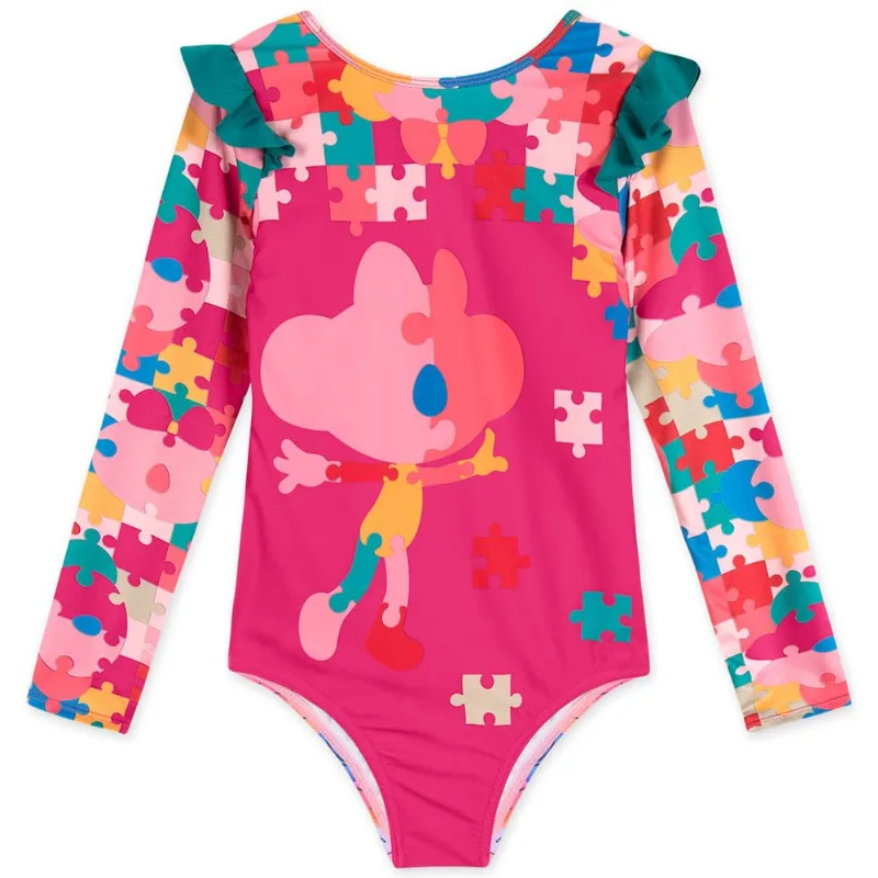 Maiô Manga Longa Com Proteção UV Infantil Feminino Lilica Rosa 1