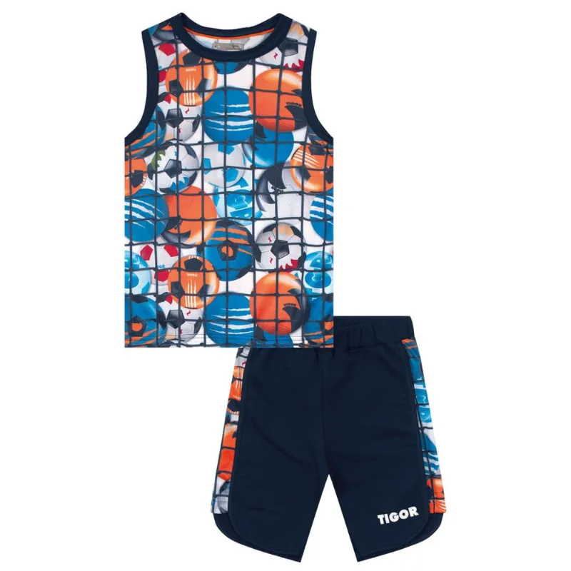 Conjunto Curto Moletom Menino Tigor Azul 4