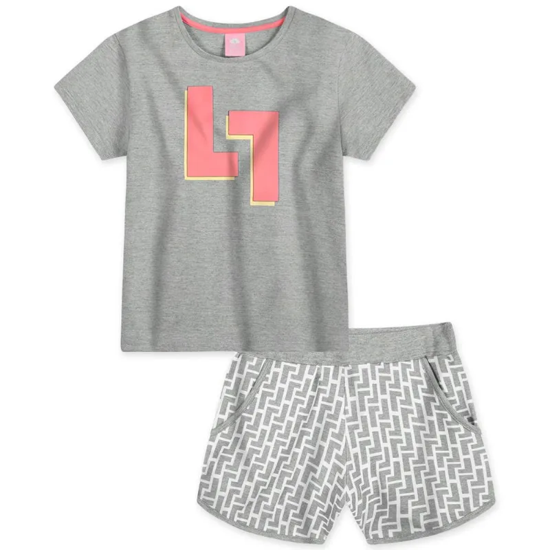 Conjunto Curto Malha Menina Lilica Cinza 4