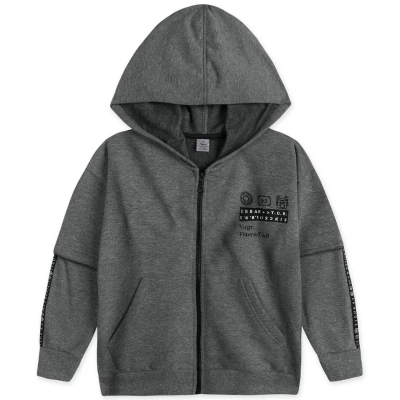 Jaqueta Infantil Moletom Tigor Cinza 6