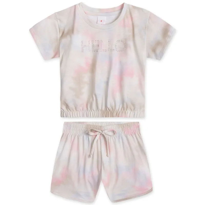 Conjunto Curto Tie-Dye Malha Menina Marisol Bege 16