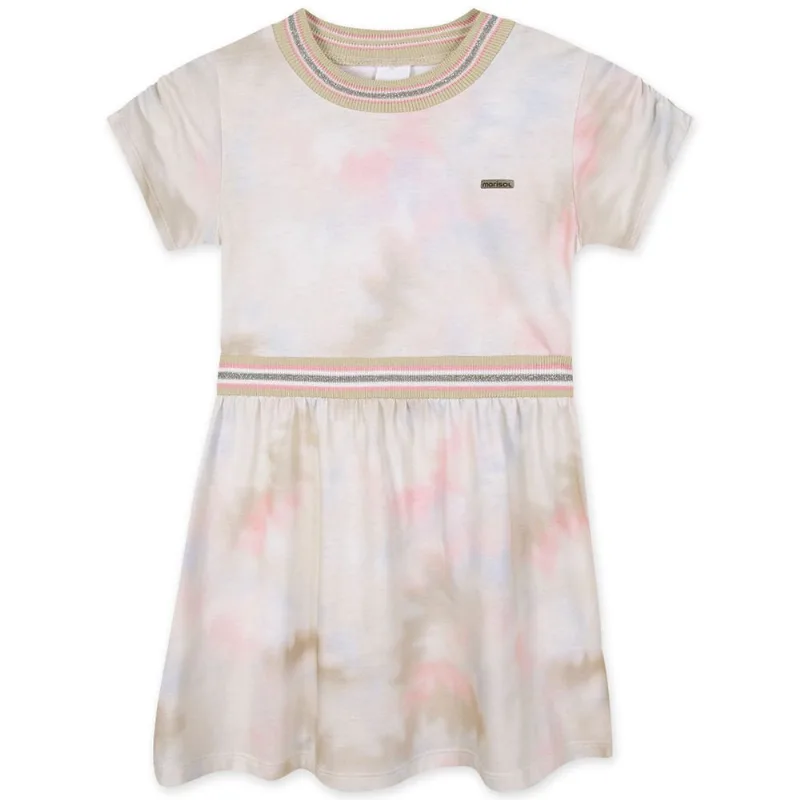 Vestido Tie-Dye Manga Curta Malha Infantil Marisol Bege 10